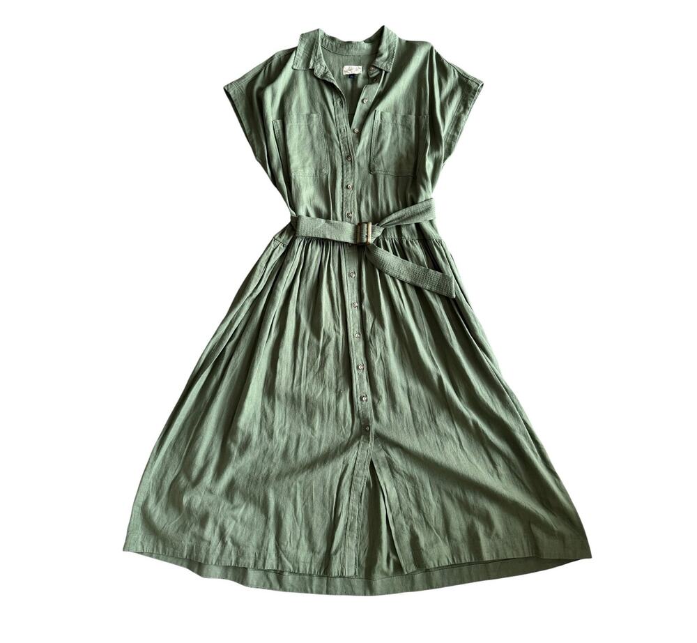 UNIVERSAL THREAD GREEN MAXI TIERED SIZE LARGE LINEN BLEND